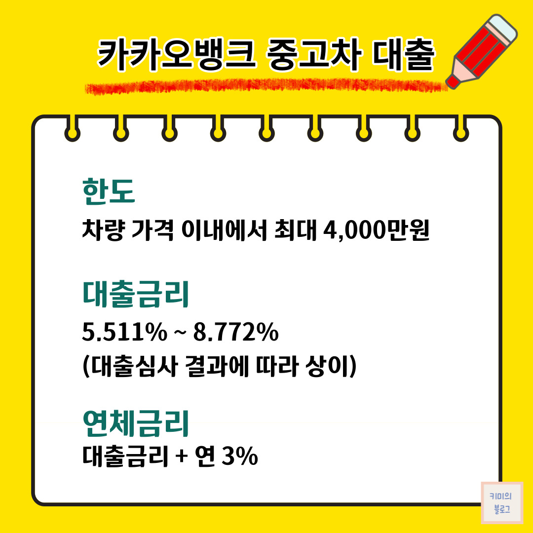 카카오뱅크 중고차대출 금리