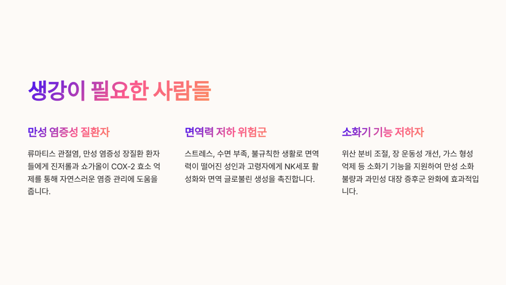 이런 사람들이 생강이 더 필요해요!