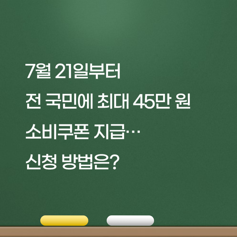 7월 21일부터 전 국민에 최대 45만 원 소비쿠폰 지급…신청 방법은?