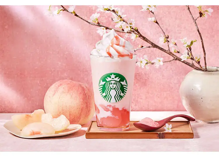 후쿠오카-스타벅스-한정메뉴-피치-사쿠라-와라비모치-프라푸치노