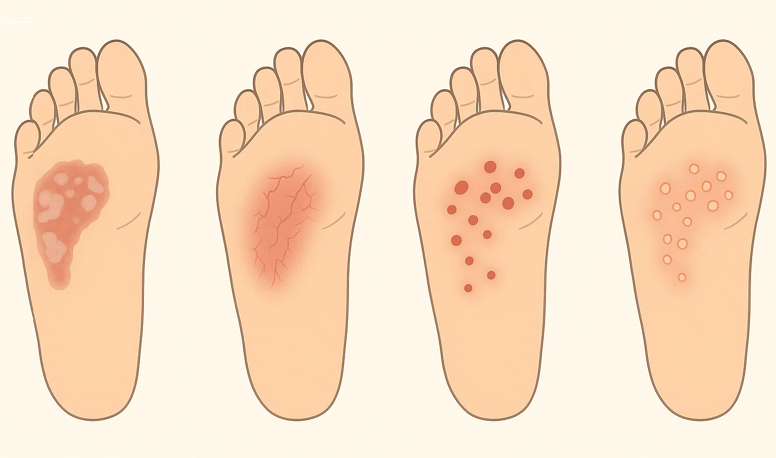 발바닥에 서로 다른 질환(건선, 습진, 접촉성 피부염, 한포진)을 구분
