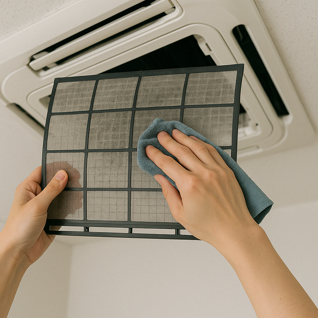 천장형 에어컨 필터 청소 관련 사진