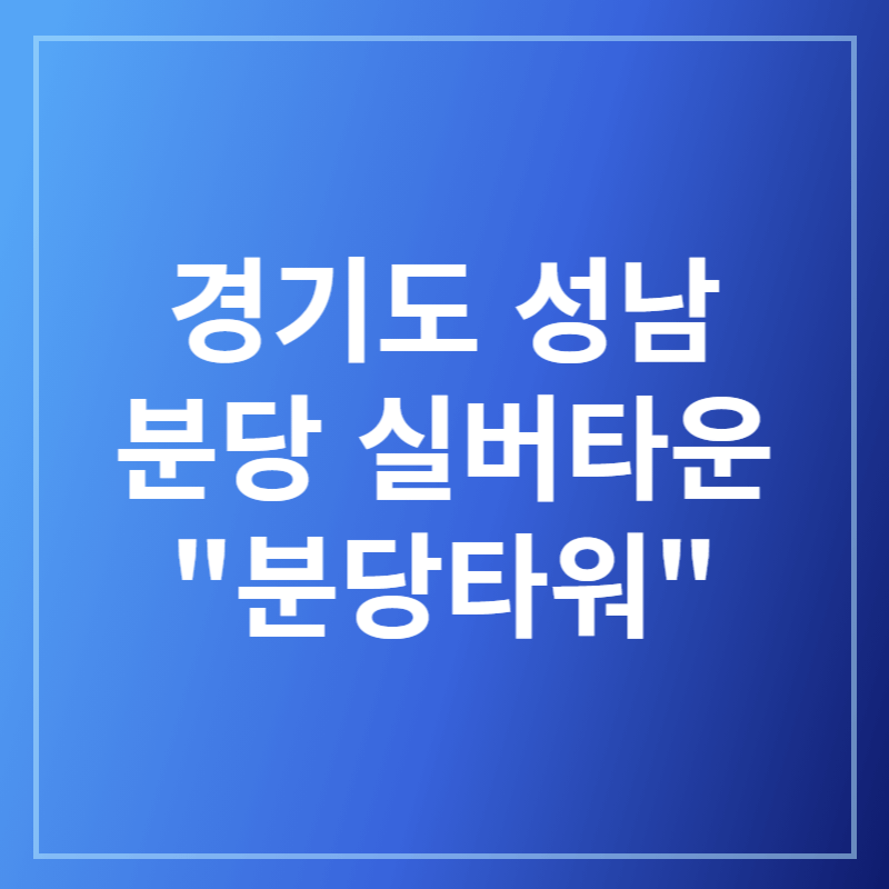 경기도 성남 분당 서울시니어스 분당타워 바로가기