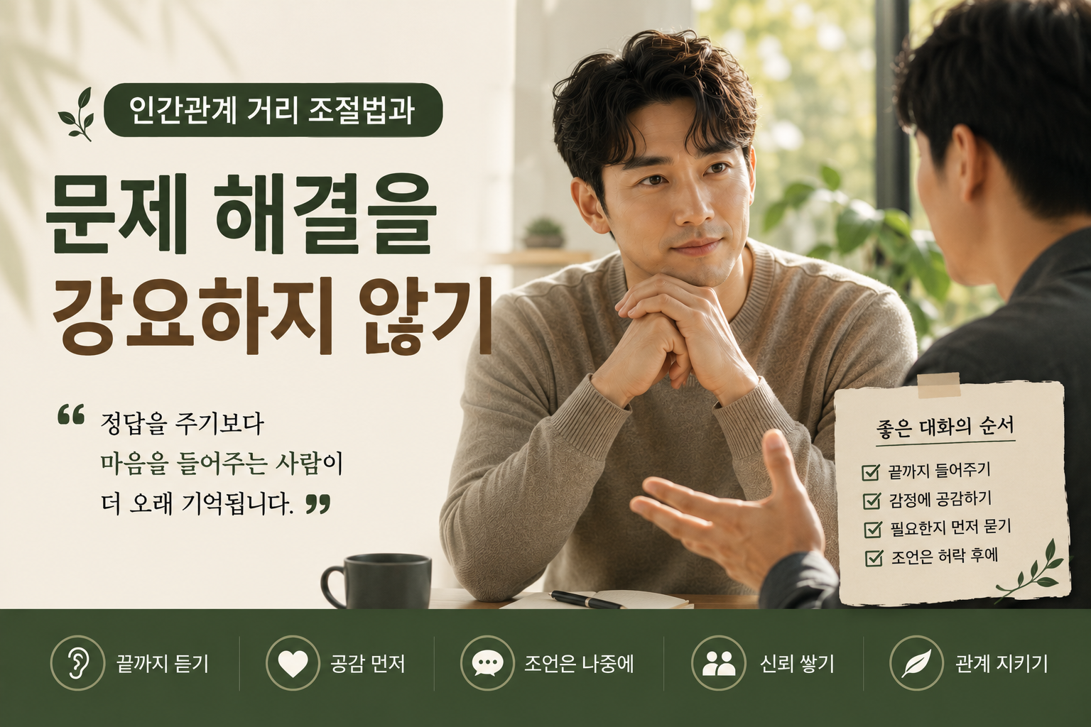 인간관계 거리 조절법과 문제 해결을 강요하지 않기