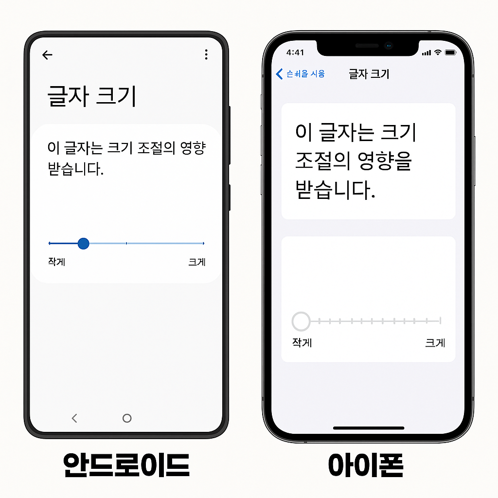 스마트폰 글자 크기 설정 방법 화면 캡처 가이드