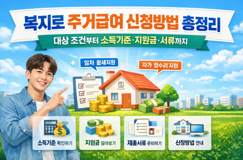 복지로 주거급여 신청방법 총정리, 대상 조건부터 소득기준&middot;지원금&middot;서류까지