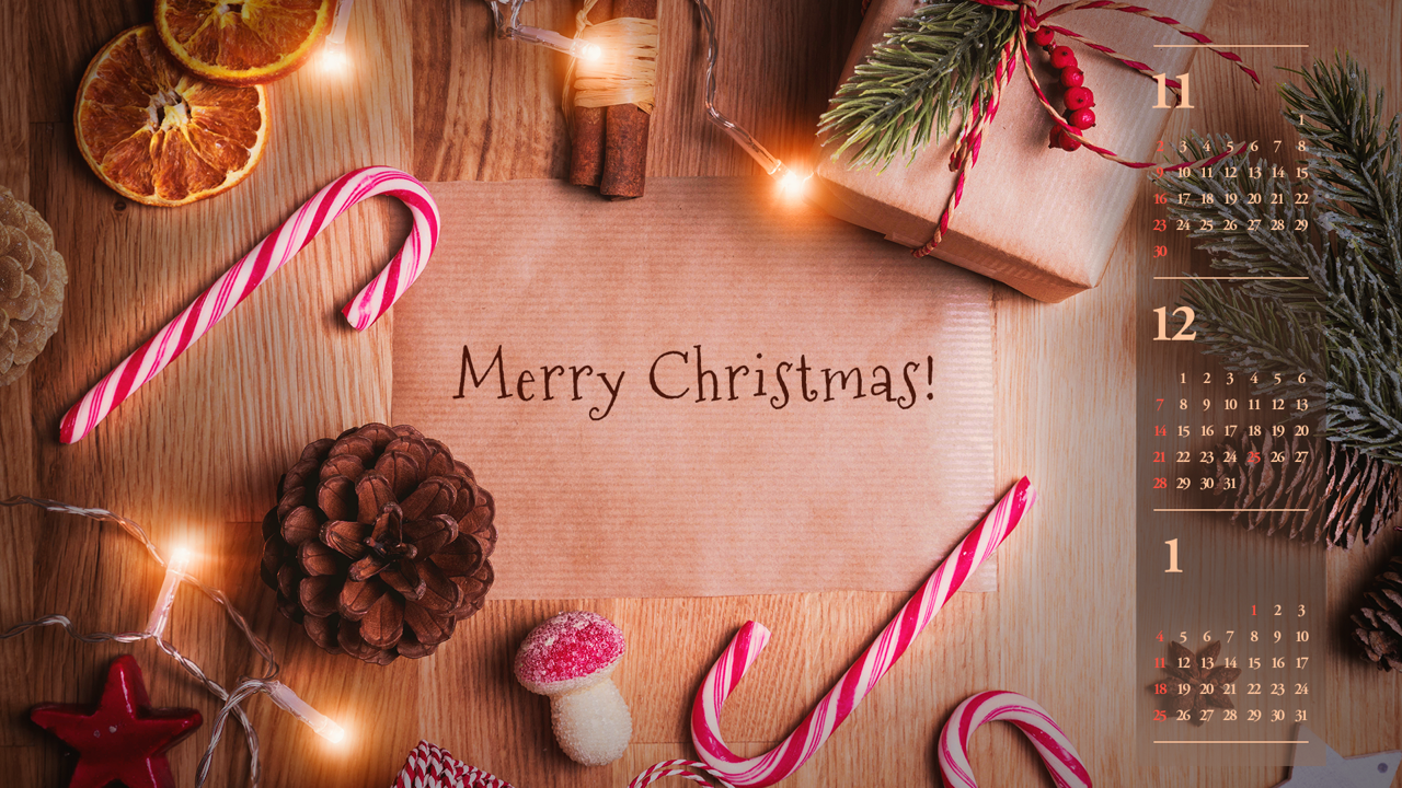 05 크리스마스 장식과 선물 B - 2025년12월 노트북배경화면