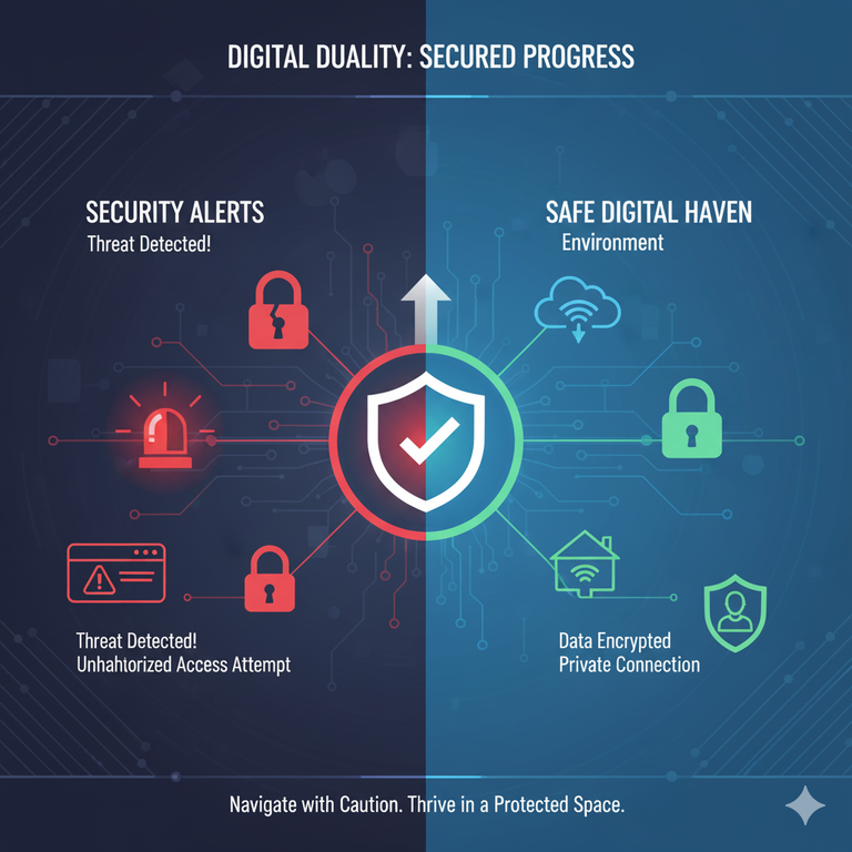 보안 경고등과 함께 안전한 환경을 나타내는 이미지