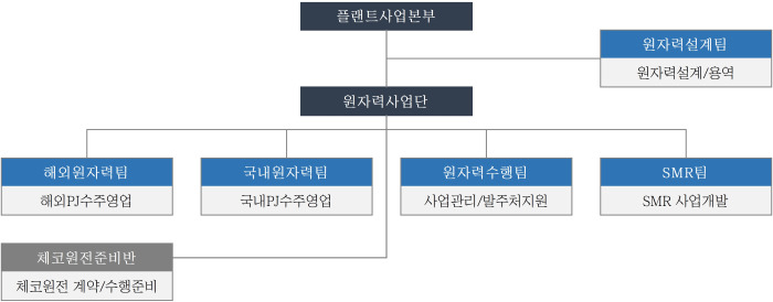 대우건설 플랜트사업본부 원자력 조직도