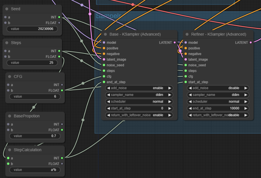 Base 샘플러와 Refiner 샘플러 연동