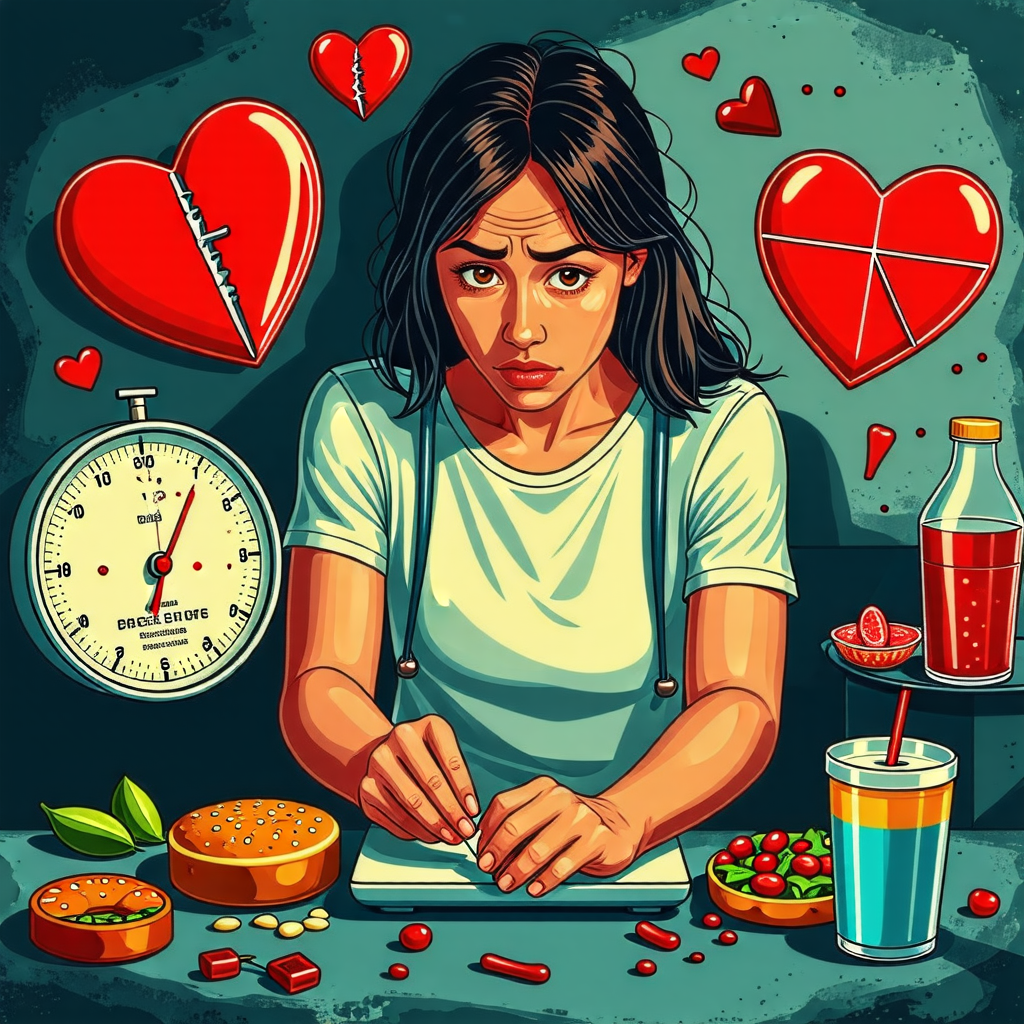 잘못된 다이어트가 불러오는 건강 위험 5가지 표현한 이미지