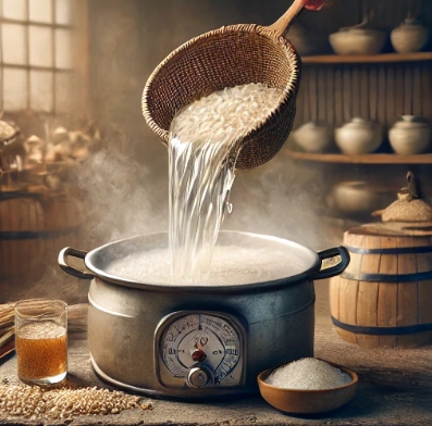 엿기름 물을 준비하는 과정