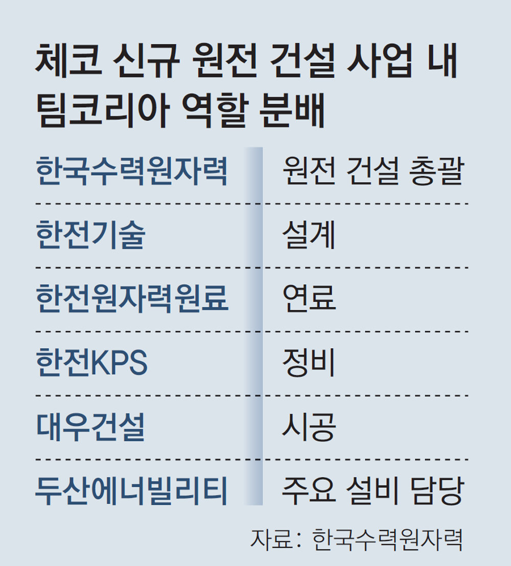 2024년 당시 체코 원전 팀코리아 참여 역할 구분 자료