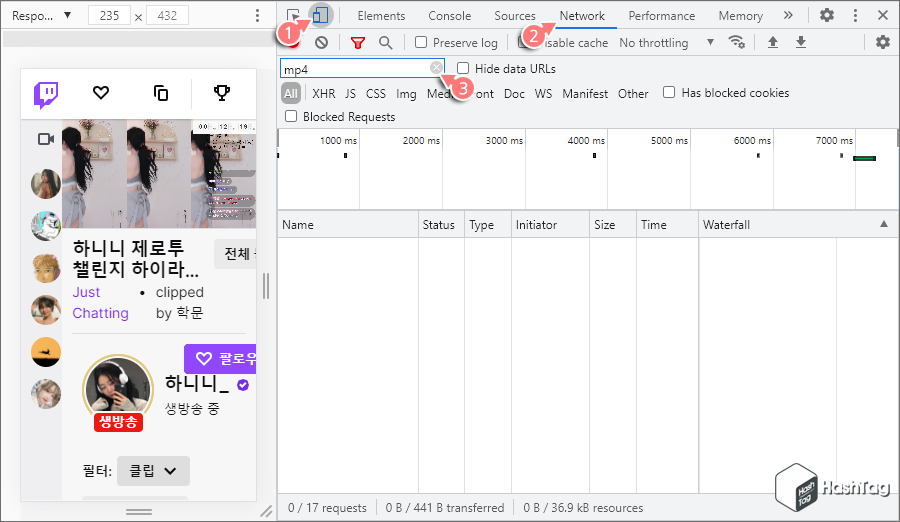 개발자 도구 MP4 필터링