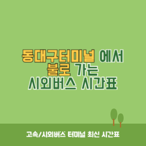 동대구터미널에서 불로 가는 시외버스 시간표 최신정보