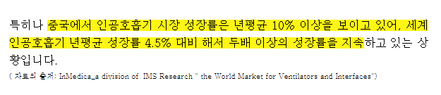 중국 인공호흡기 시장은 연평균 10% 넘는 성장률 기록중