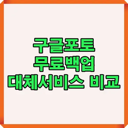 구글포토 무료백업 종료 이후 사용할 수 있는 다양한 대체서비스 비교를 소개하는 썸네일 이미지로, Amazon Photos, Flickr, pCloud, IDrive, Proton Drive, DigiKam 등 주요 옵션을 안내