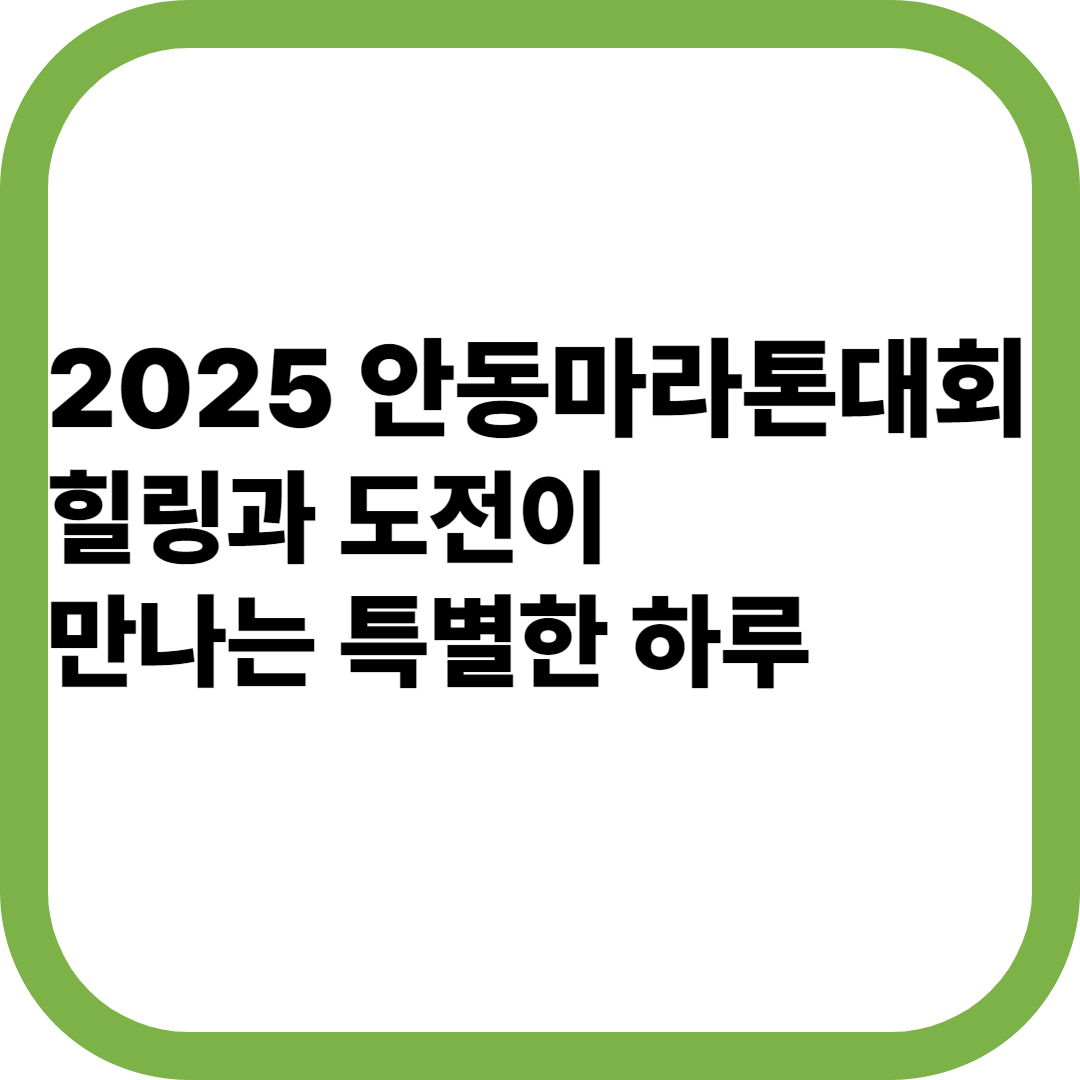 2025 안동마라톤대회, 힐링과 도전이 만나는 특별한 하루