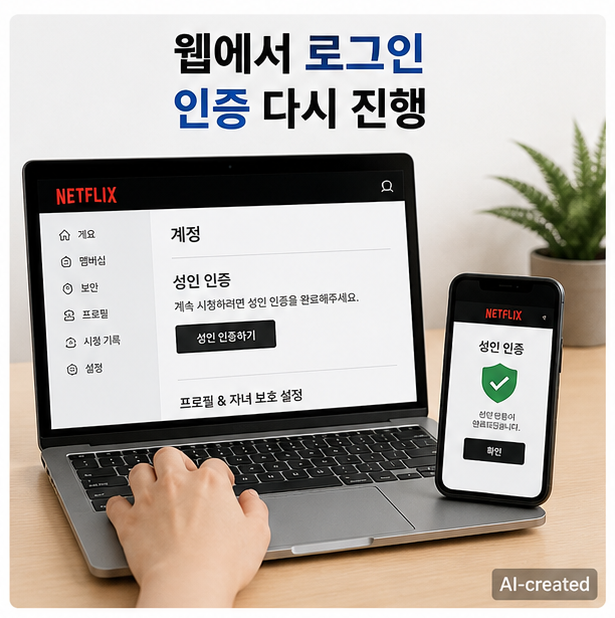 넷플릭스 성인인증 안됨에서 정상과 문제 상태를 비교하는 기준 이미지