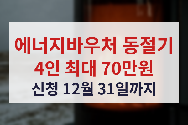 에너지바우처 동절기 4인 가구 최대 70만원 신청 12월 31일까지