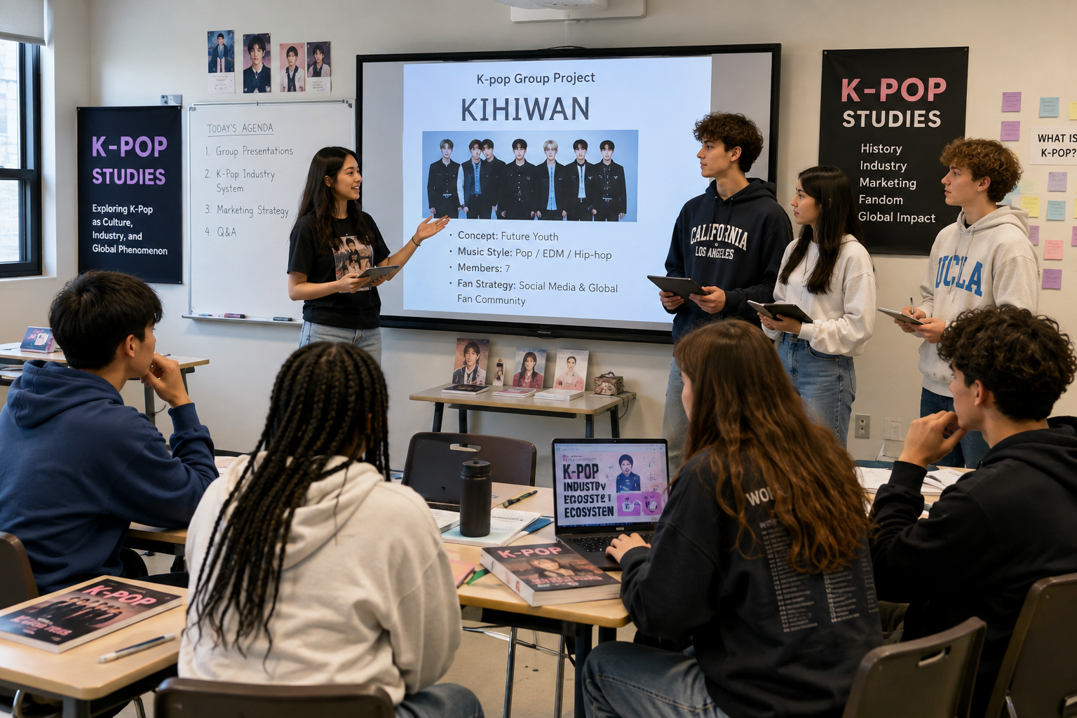 미국 고등학교 K-pop Studies 수업에 참여하는 학생들
