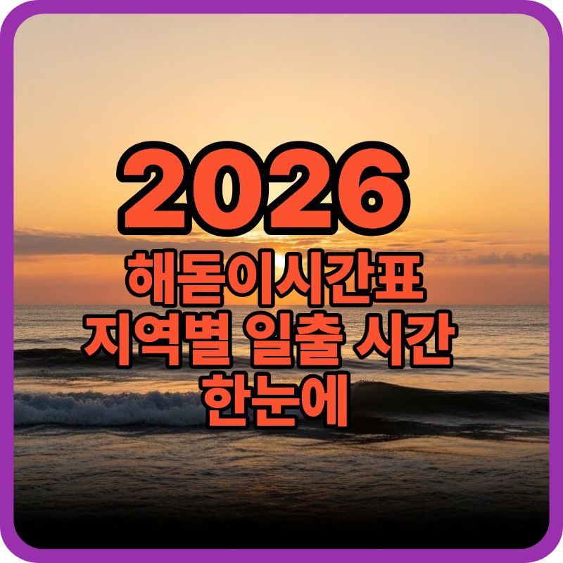 2026 해돋이시간표 총정리|지역별·명소별 일출 시간 한눈에