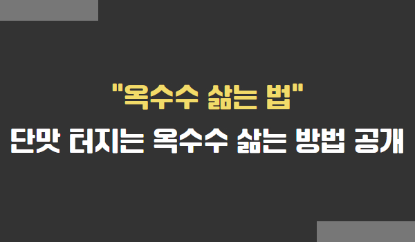 옥수수 삶는 법, 옥수수 삶는 방법 공개