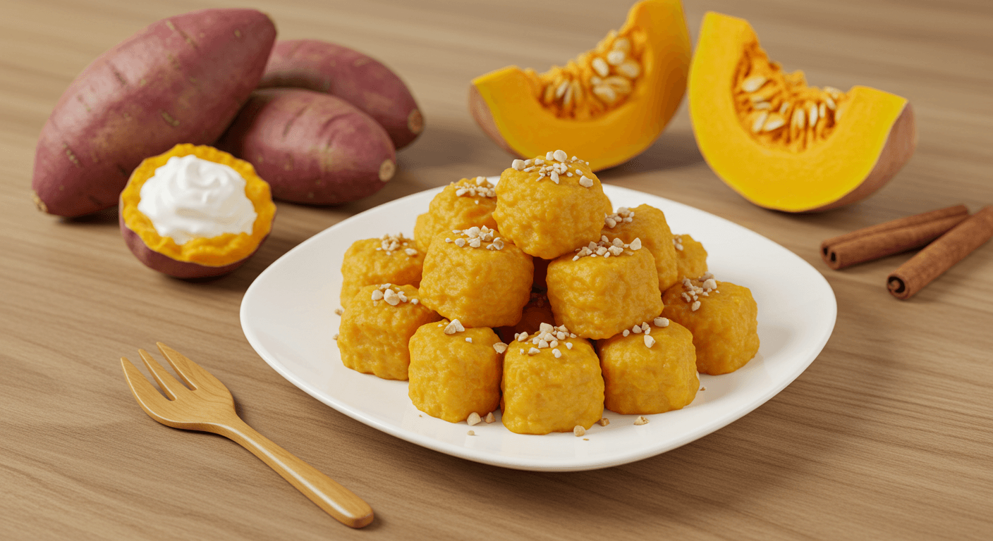 호박고구마 큐브와 단호박 크림치즈 롤