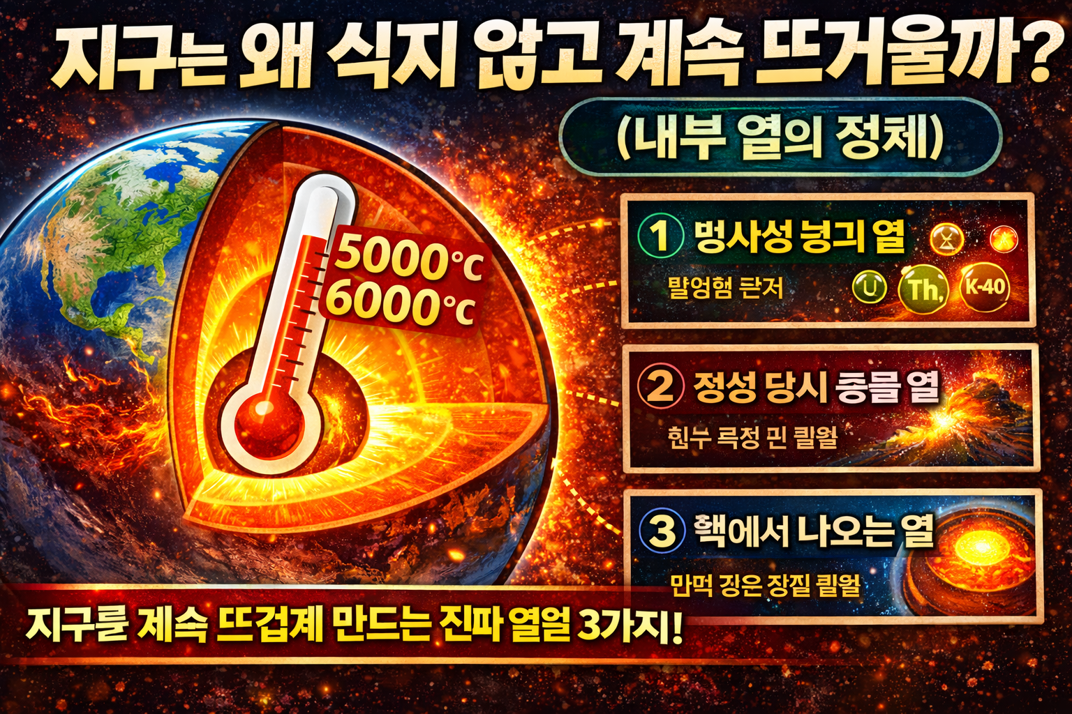 지구는 왜 식지 않을까 내부 열의 정체 완벽 정리