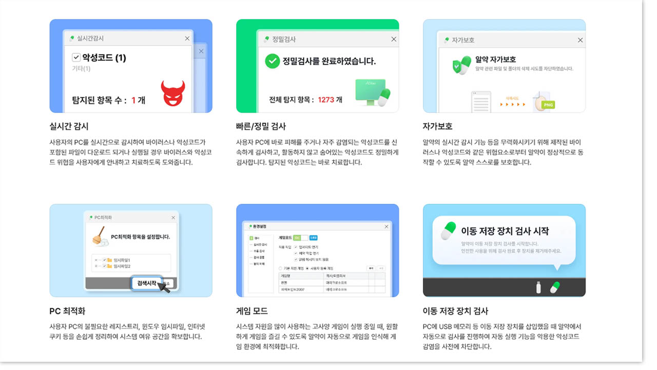 알약 다운로드 설치 시 기능 소개