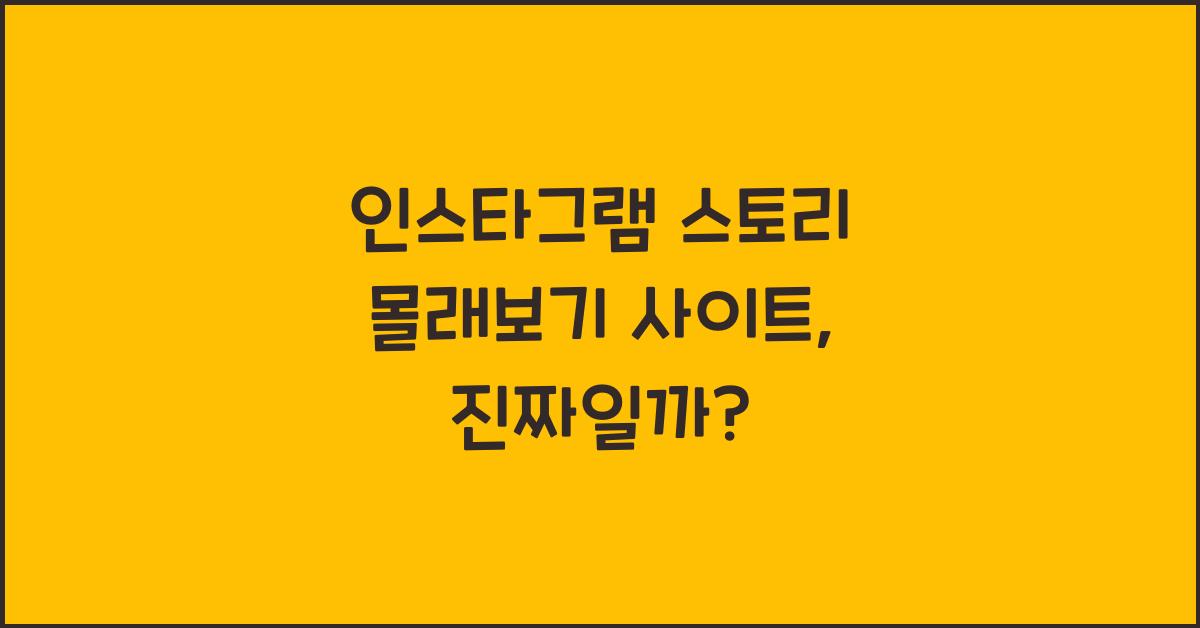 인스타그램 스토리 몰래보기 사이트