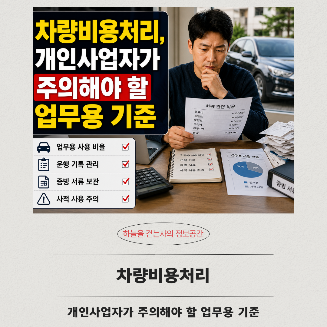 차량비용처리, 개인사업자가 주의해야 할 업무용 기준