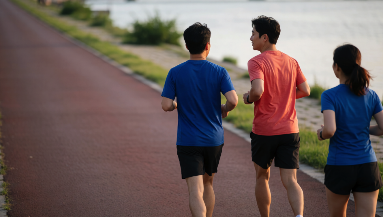 러닝크루 참가자들이 나란히 달리는 모습