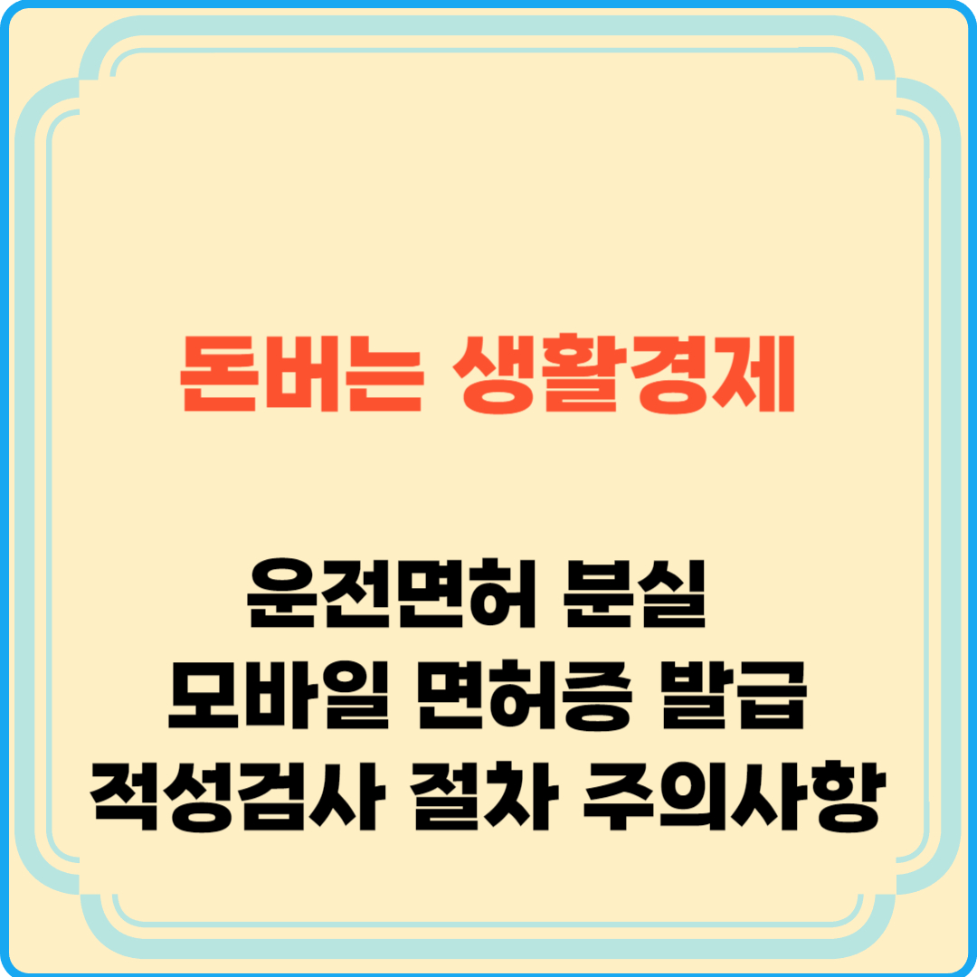 운전면허 분실 모바일면허증 적성검사 절차 주의사항