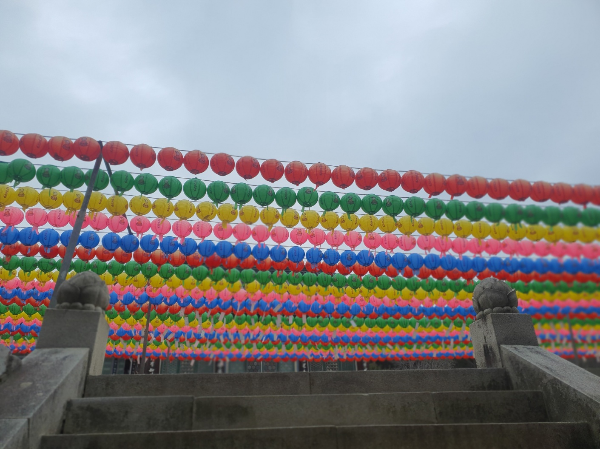 바람에 흔들리는 오색등