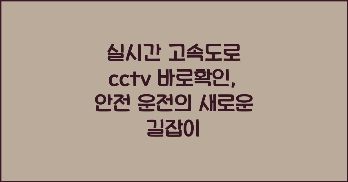 실시간 고속도로 cctv 바로확인