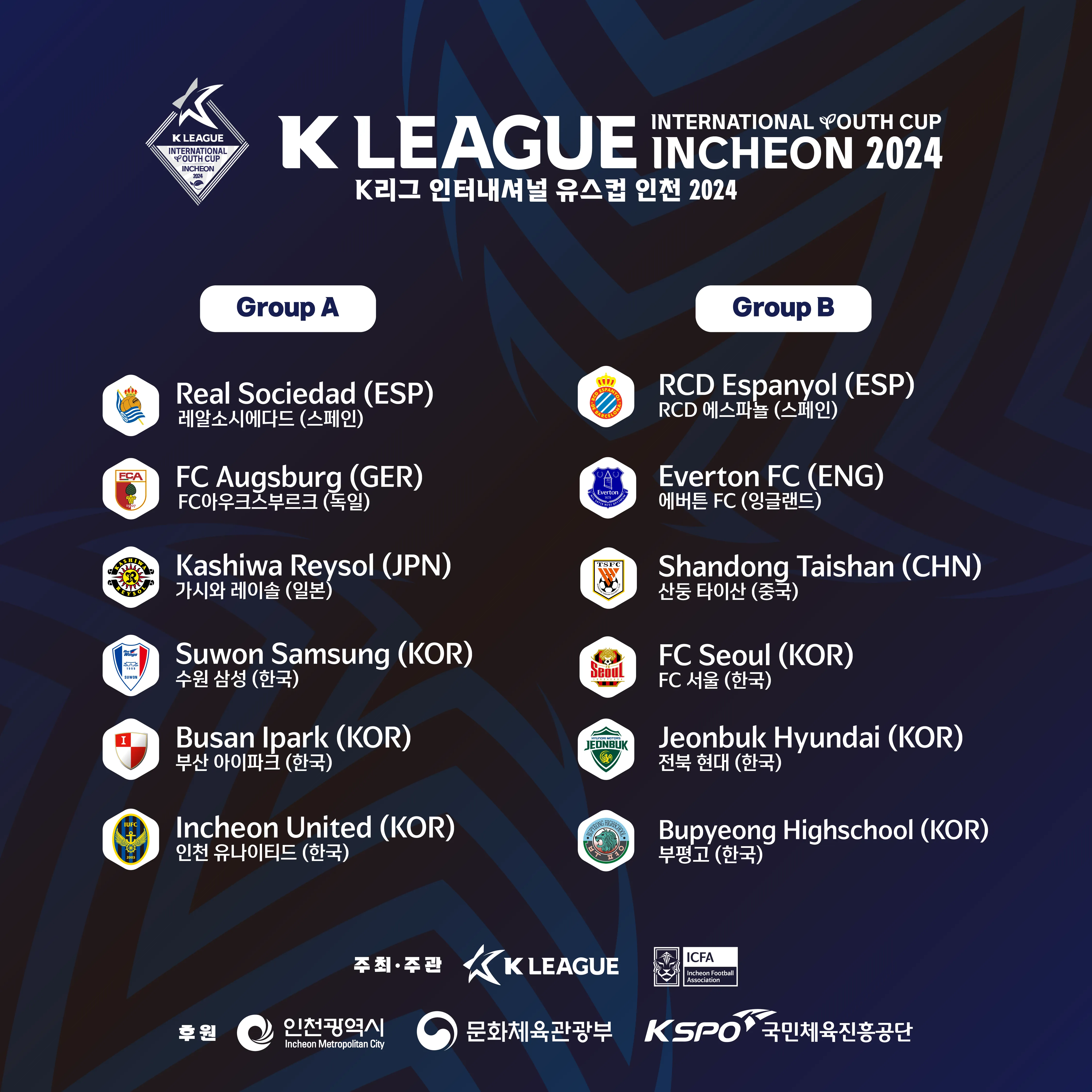 유소년 국제 축구 대회 2024 K리그 인터내셔널 유스컵 인천 개최 경기 일정 대진표 중계 결과 결승전