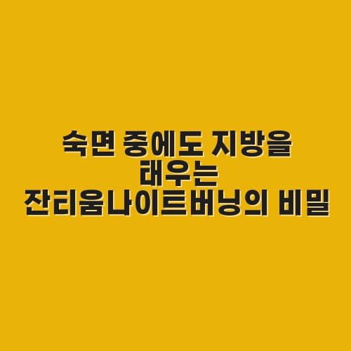 숙면 중에도 지방을 태우는 잔티움나이트버닝의 비밀