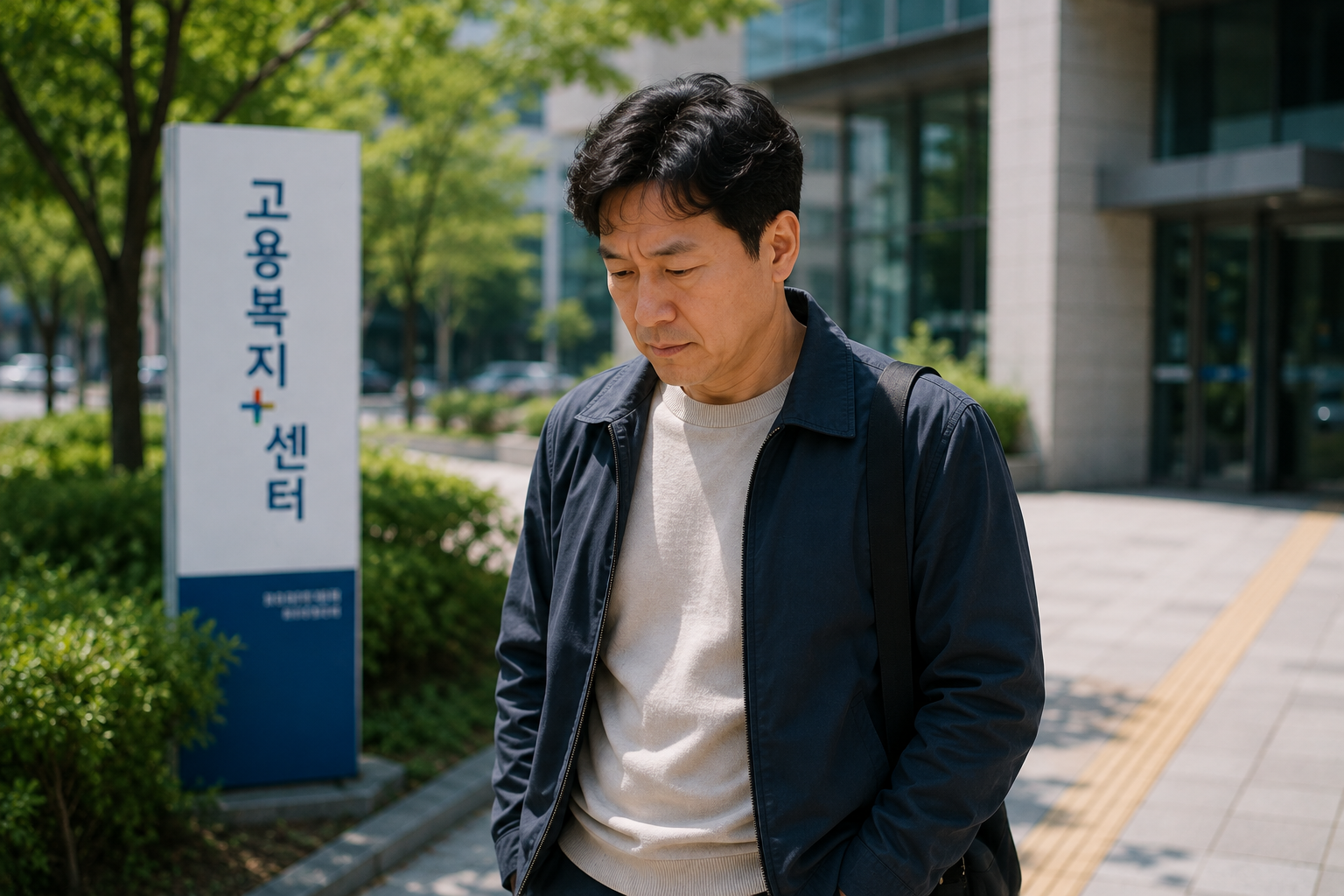 고용복지센터 앞 사색하는 남자
