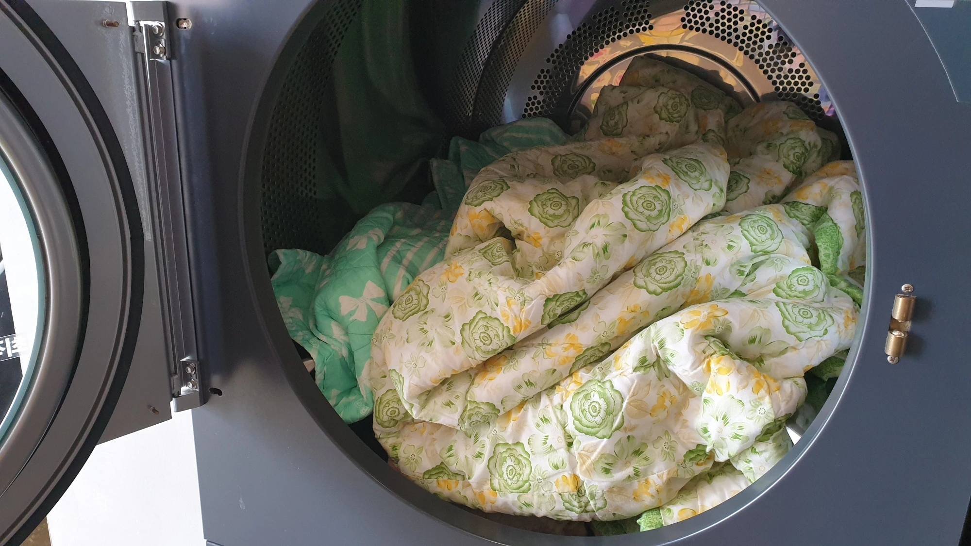 코인건조기 빨래 넣은 모습