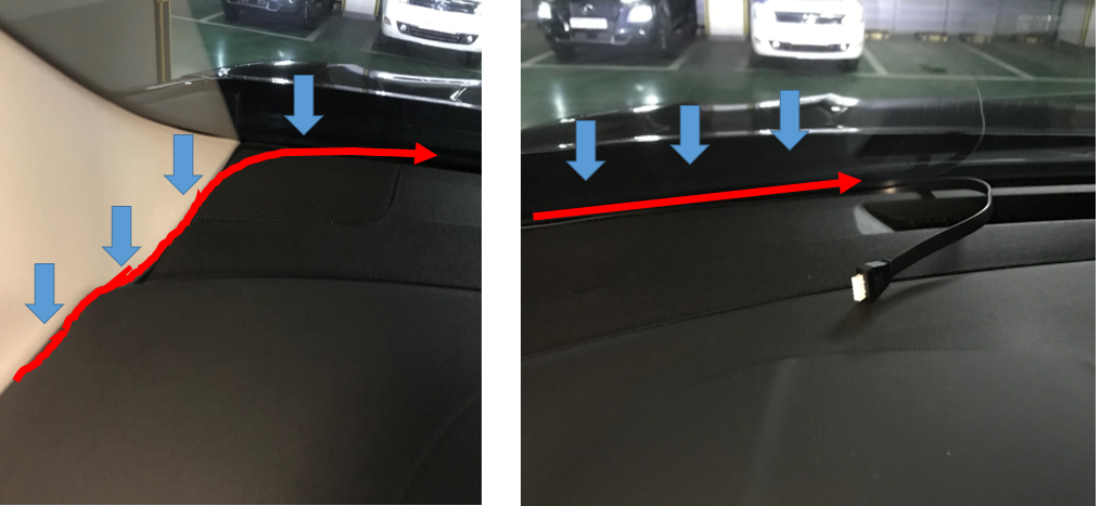 대시보드 상단 배선 방향