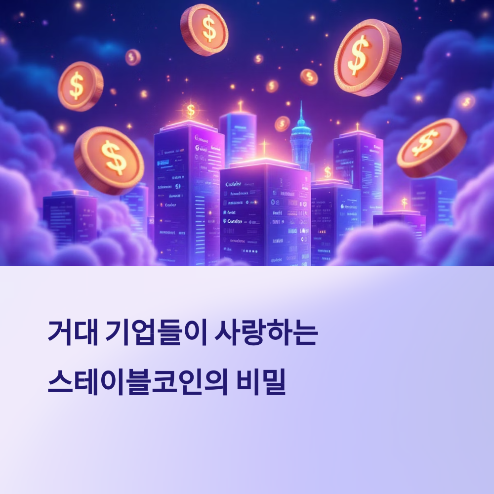 미국 대기업들과 코인들의 이미지