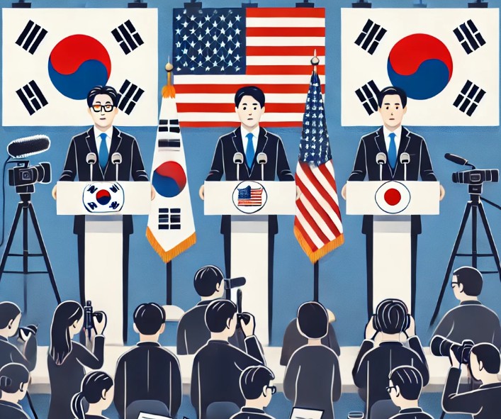 한미일 외교 협력 의지 재확인 관련 사진