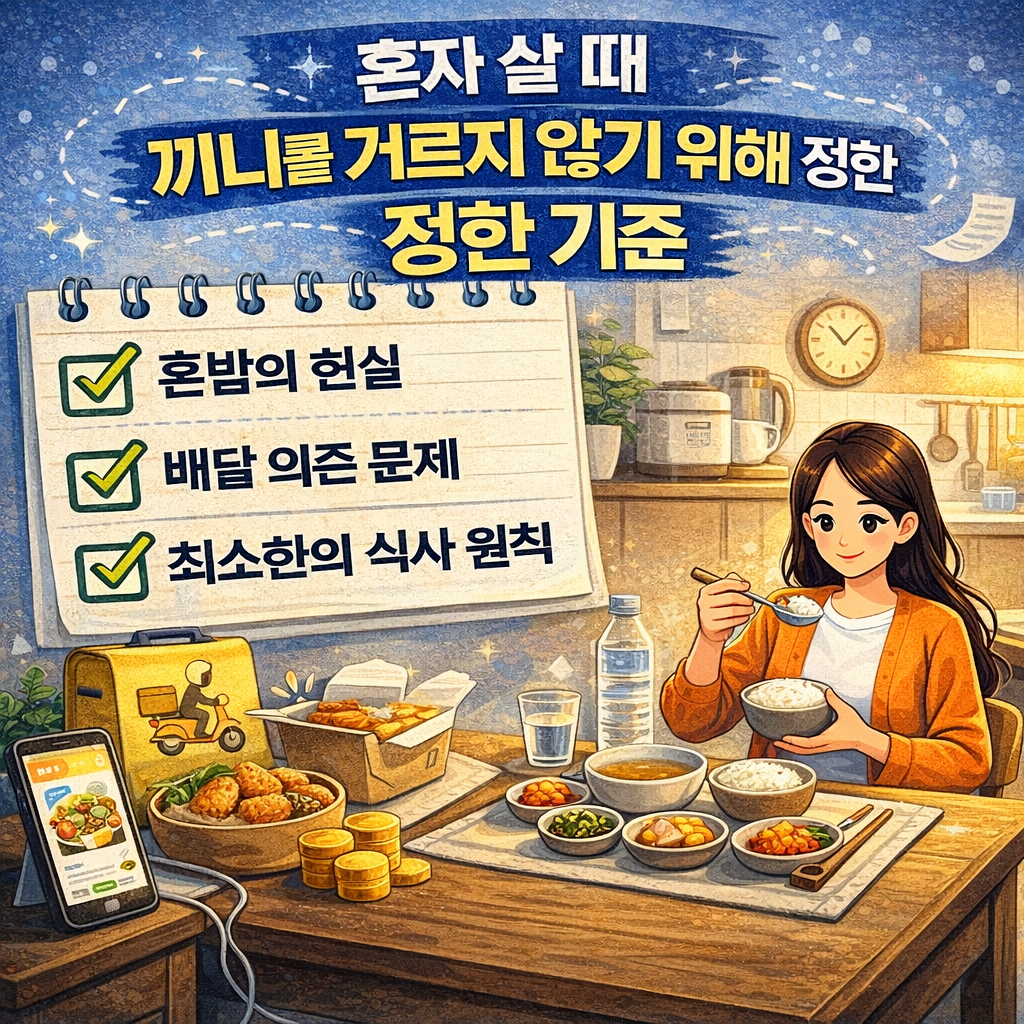 혼자 살 때 끼니를 거르지 않기 위해 정한 기준-혼밥의 현실과 배달 의존에서 벗어나기까지
