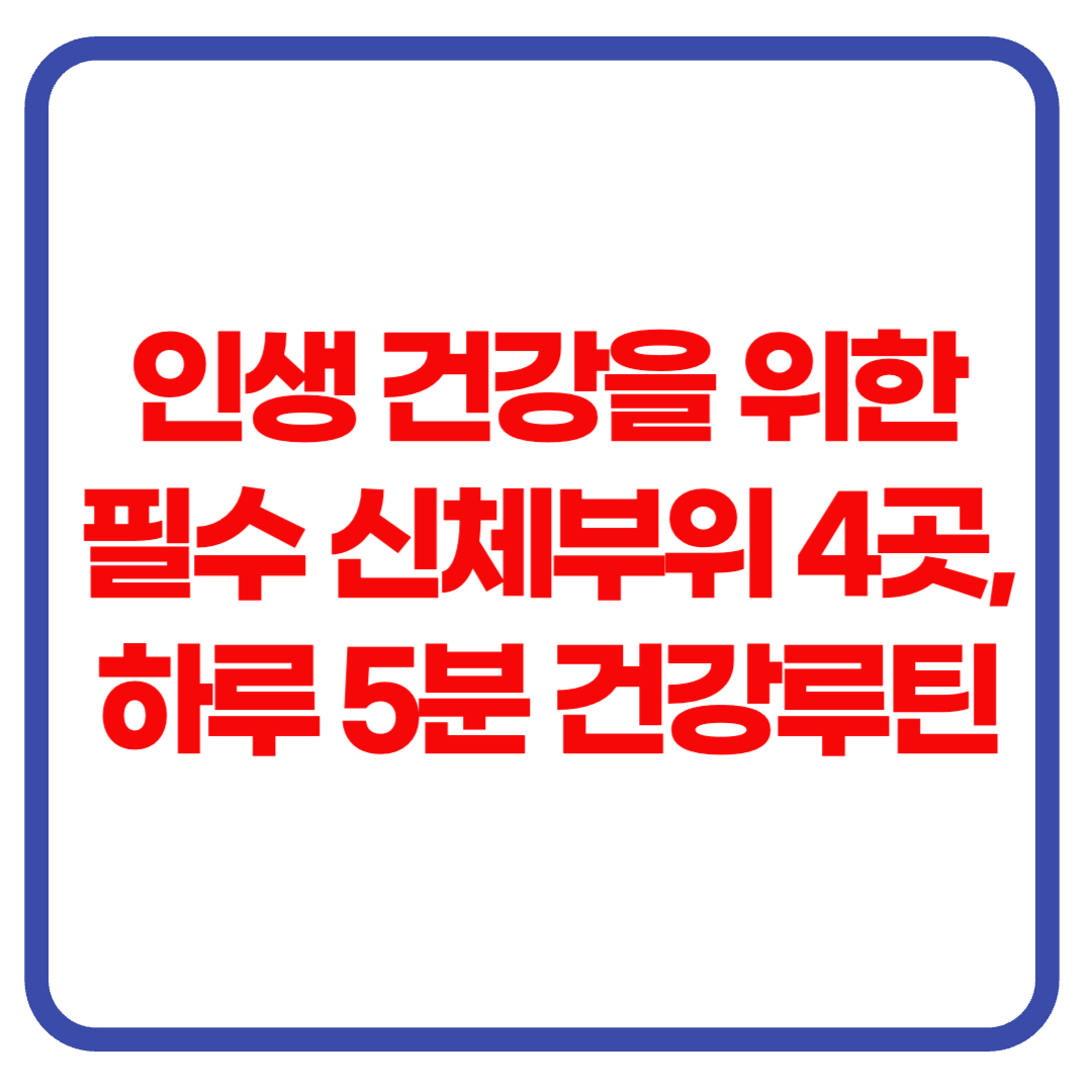인생 건강을 위한 필수 신체부위 4곳, 하루 5분 건강루틴