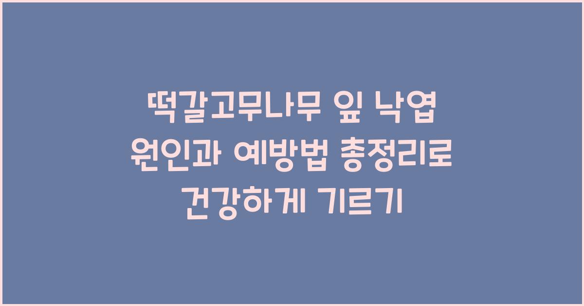 떡갈고무나무 잎 낙엽 원인과 예방법 총정리