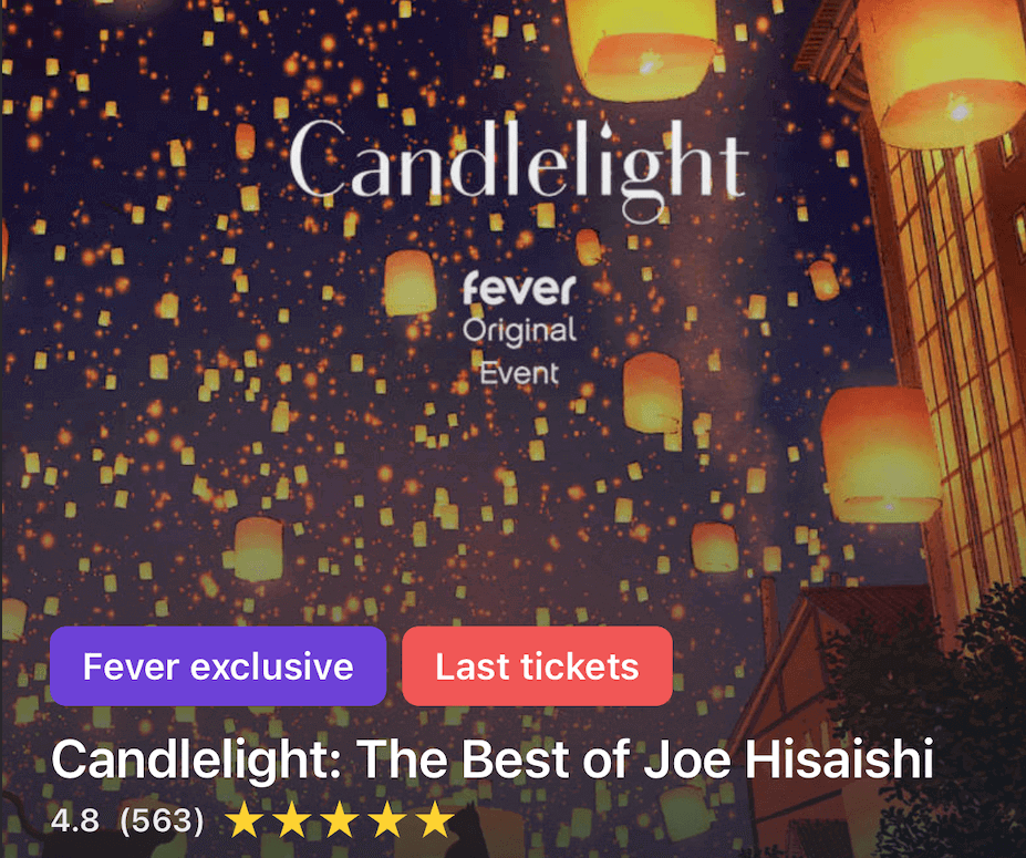 Fever 캔들라이트, 히사이시 조 공연 예매 사이트