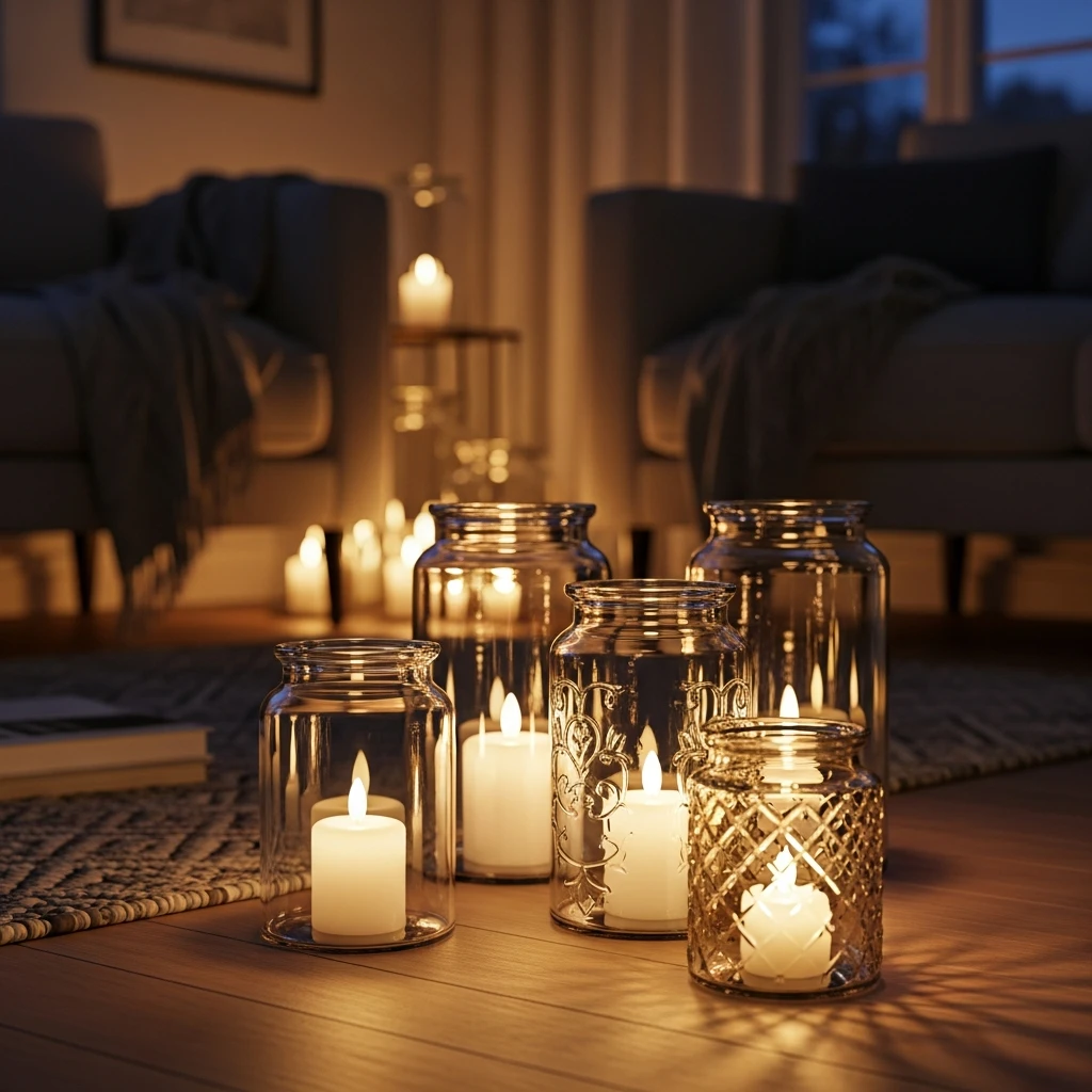 유리병 조명 장식 분위기