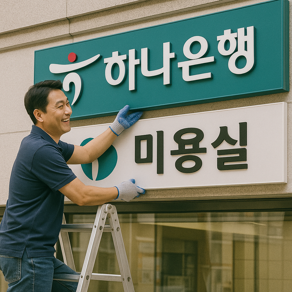 하나은행에서 무료로 간판을 바꿔 주는 이미지