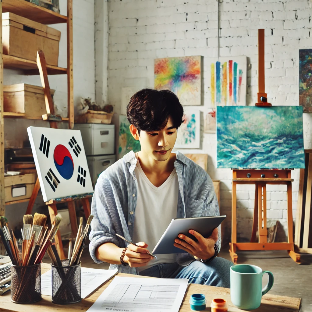 작업실에서 개인사업자종합소득세 신고하는 남성